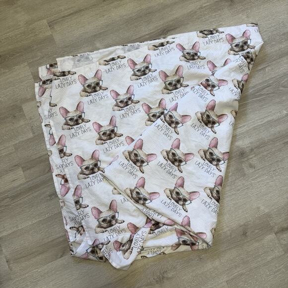 French Bulldogs W/Glasses Shower Curtain “lovely Lazy Days” 6ft X 6ft - Picture 1 of 4